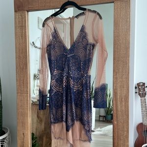 For love and lemons blue lace mini dress
